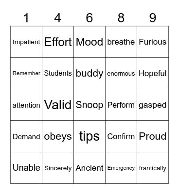 Untitled B Bingo Card