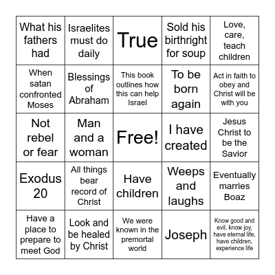 Old Testament Bingo Card