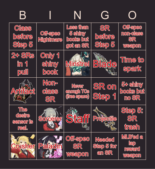 SINoALICE  x  Kakegurui xx Collab Bingo Card