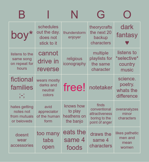 how similar are you to lando? ♥ Bingo Card