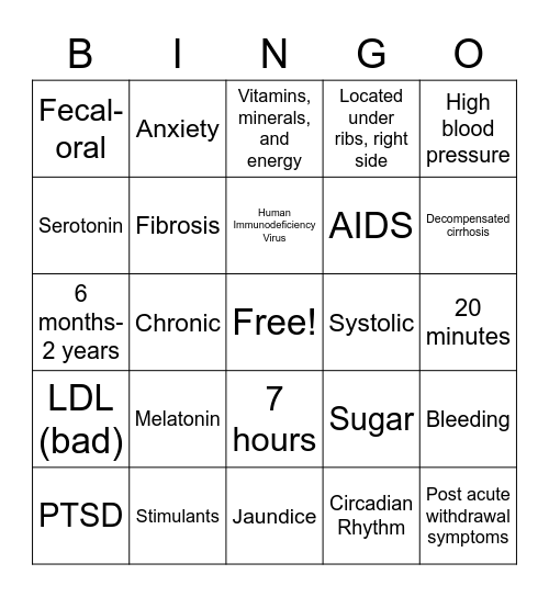 C & B Bingo Card