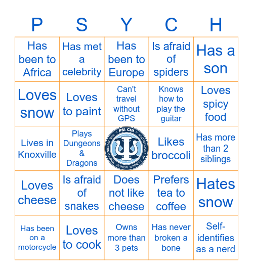 Psych. Prof. Bingo Card