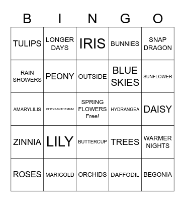 Spring Bingo Card
