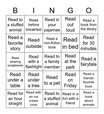 Summer Reading Challenge! Bingo Card