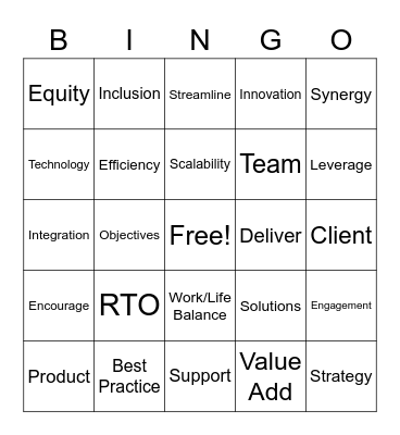 Corporate Lingo Bingo Card