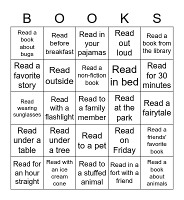 Summer Reading Challenge! Bingo Card