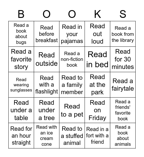 Summer Reading Challenge! Bingo Card