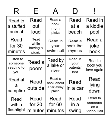 Summer Reading Challenge! Bingo Card