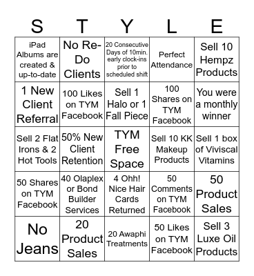 Tame Your Mane 20th Anniversary Bingo Card