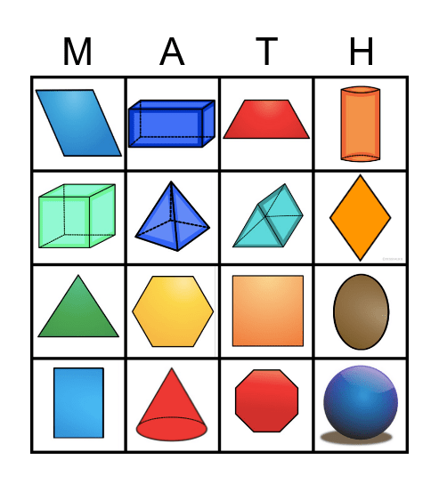2D and 3D Shapes! Bingo Card