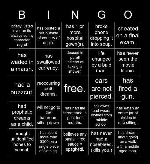 hard edition. Bingo Card