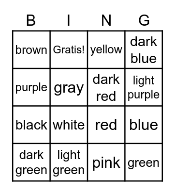 Color Bingo Card