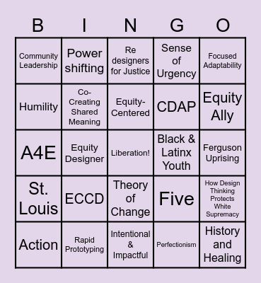 Creative Reaction Lab Bingo Card