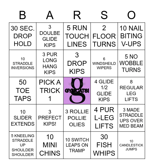 BARS Bingo Card