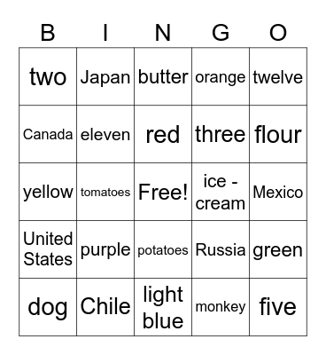 English Workshop Bingo Card