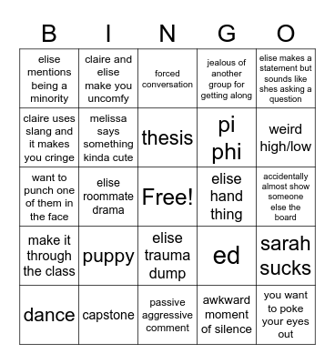 YWLP DRINKING GAME Bingo Card