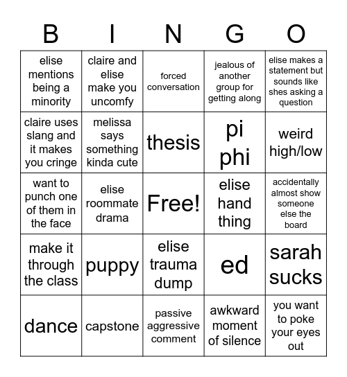 YWLP DRINKING GAME Bingo Card