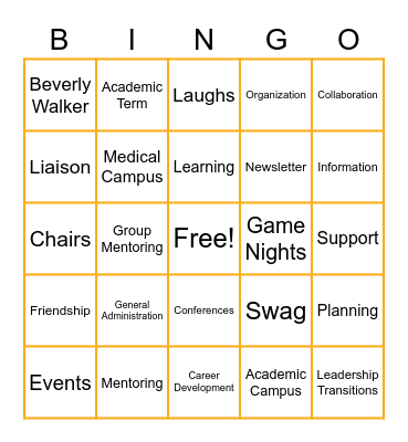 GACC Bingo Card