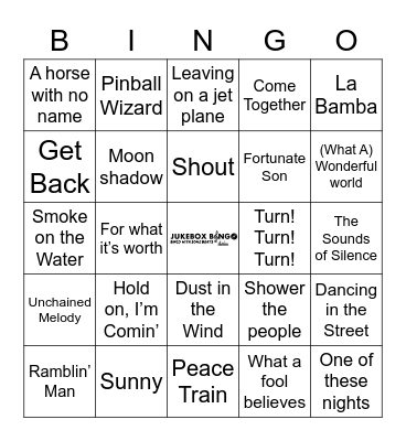 60s & 70s Bingo Card