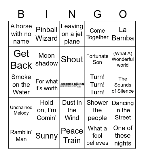 60s & 70s Bingo Card