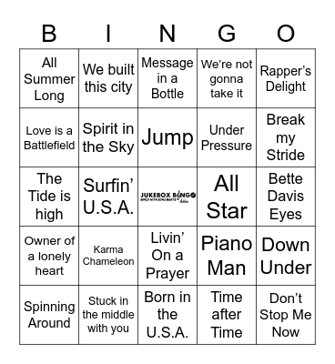 80s & 90s Bingo Card