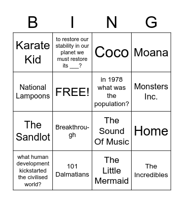 Movies Bingo Card