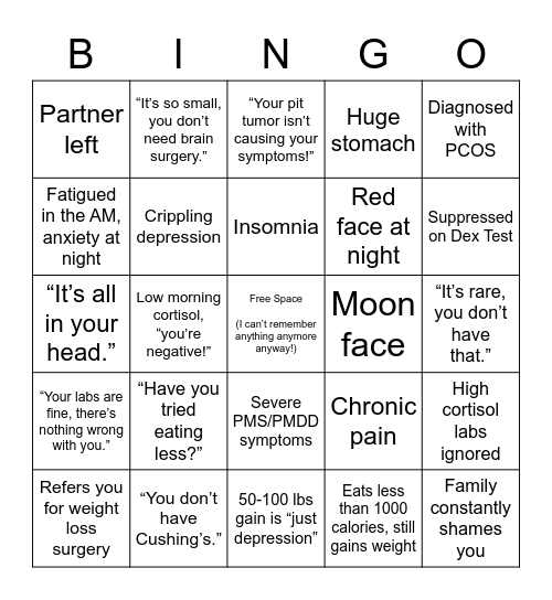 Cushie Bingo Card