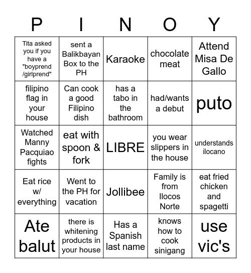 BAYANIHAN CLUB Bingo Card