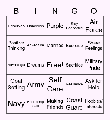 Military Child Bingo Card