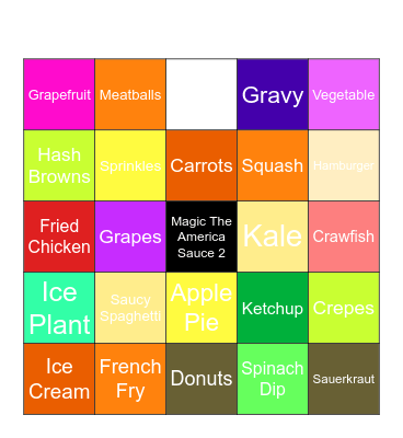 Food Bingo Card