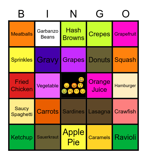 Food Bingo Card