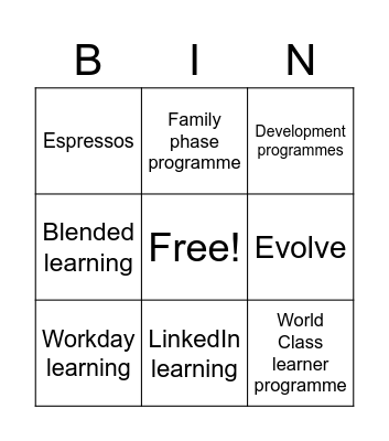 Learning at Work Week Bingo Card