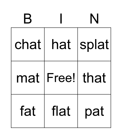 at   word   family Bingo Card