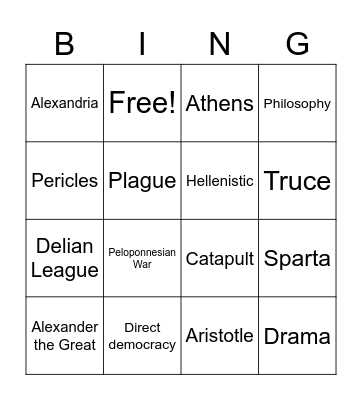 Greece Bingo Card