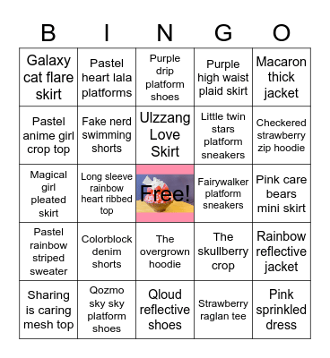 "My Clothes" Bingo Card