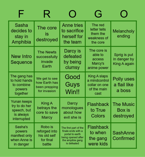 Amphibia Finale Bingo Card