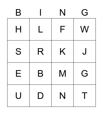 Alphabet Bingo Card