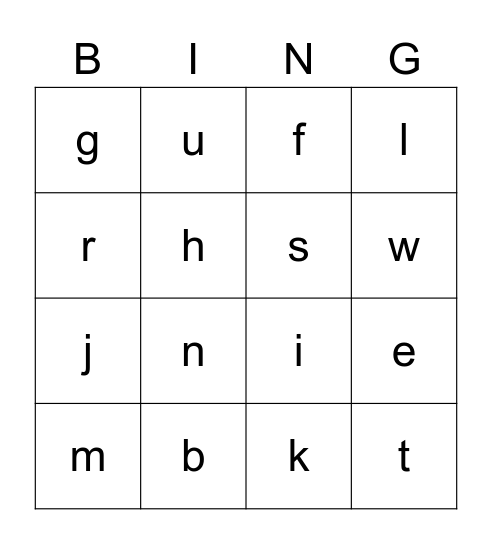 Alphabet Bingo Card