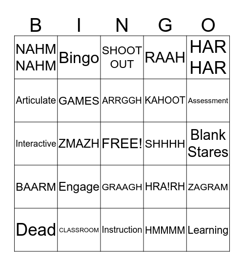 Zombie?   Not Zombie? Bingo Card