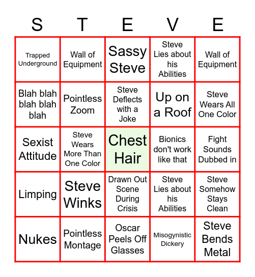 The 6 Million Dollar Man Bingo Card