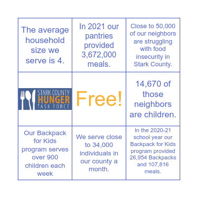 Stark Hunger Game Night Bingo Card