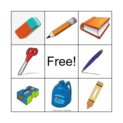 School objects Bingo Card