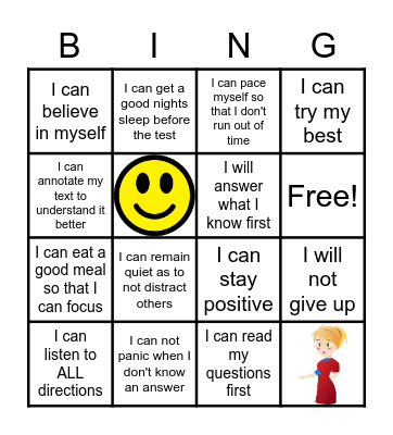 Test Taking Strategies Bingo Card