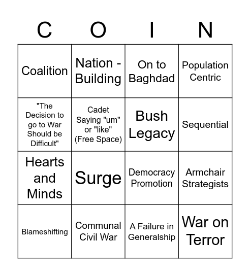 COIN! (Bingo) Bingo Card