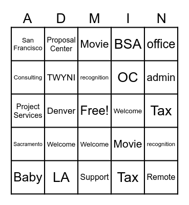 Happy Admin Professionals Day! Bingo Card