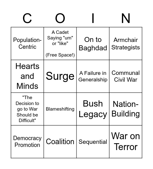 COIN! (Bingo) Bingo Card