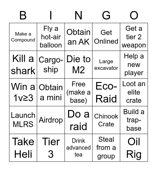 Rust Bingo Card