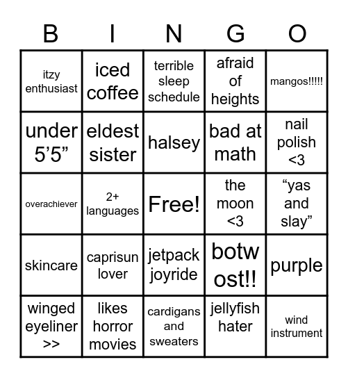 adw 😹😹😹 Bingo Card