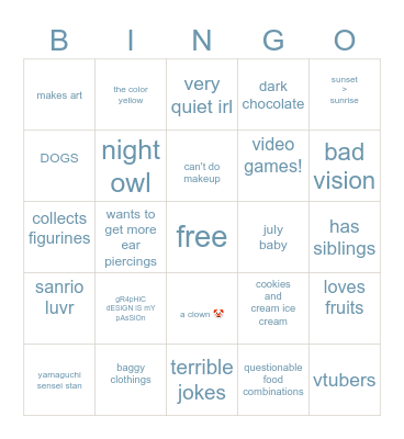 i o Bingo Card