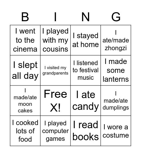 Festival Friends! Bingo Card